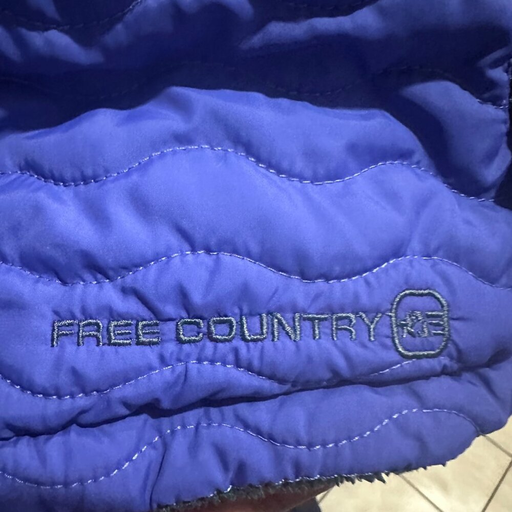 ✨Free Country Womens Vest Reversible Quilted Purple Faux Fur Gray Sz L Zipper - Picture 4 of 8